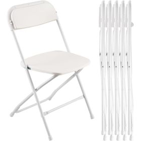 6 Pack Folding Chairs, Foldable Plastic Chairs with Heavy Duty Metal Frame, Portable Folding Card Table Chairs