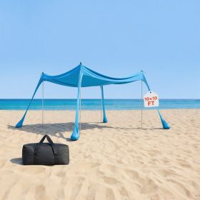 Beach Tent Sun Shelter, UPF50+ Sun Protection, 6.6 ft Tall, 10x10 ft, Easy Pop Up Beach Canopy with 4 Sandbags, Stability Poles, Sand Shovels