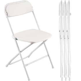 4 Pack Folding Chairs, Foldable Plastic Chairs with Heavy Duty Metal Frame, Portable Folding Card Table Chairs