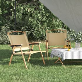 Camping Chair Set of 2 Beige (Color: Beige)