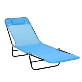 Folding Chaise Lounge Chair, Pool Sun Tanning Chair, Outdoor Lounge Chair with Reclining Back, Breathable Mesh Seat, Headrest for Beach, Yard, Pa (Title: Default Title)